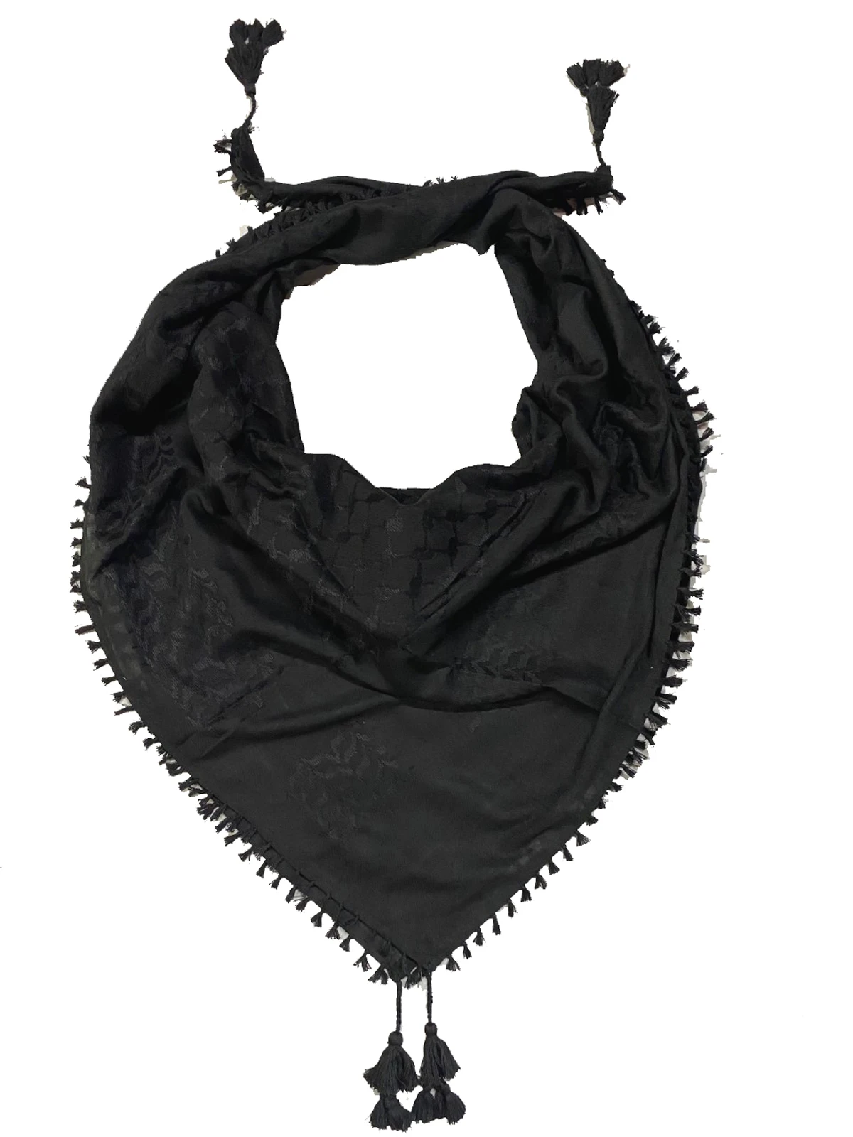 100% Cotton Shemagh Keffiyeh Arab Shemagh Scarf  Black  self woven design large size for men and women palestine scarf