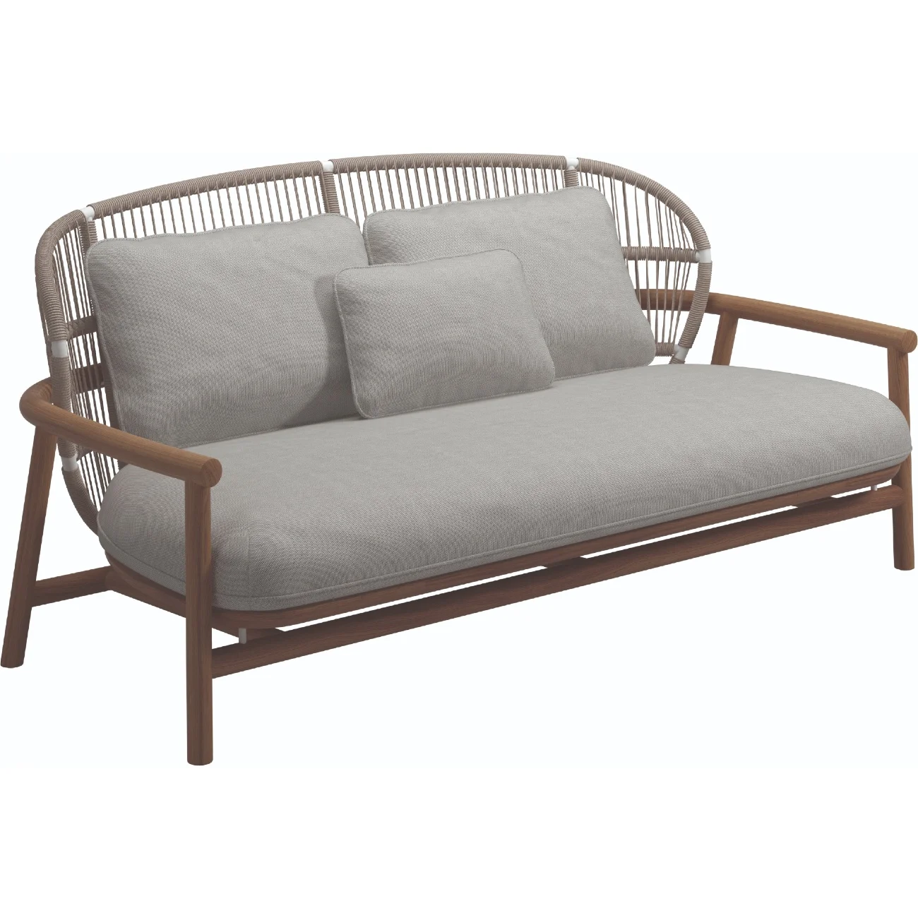 Teak Wood Rattan Outdoor Patio 2 Seater Sofa Garden Furniture -Rocaile