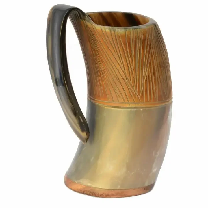 Best Quality Customized Viking Drinking Horn Tankard Carved Cow/Ox/Lion Animal Style Decoration with Printed Logo