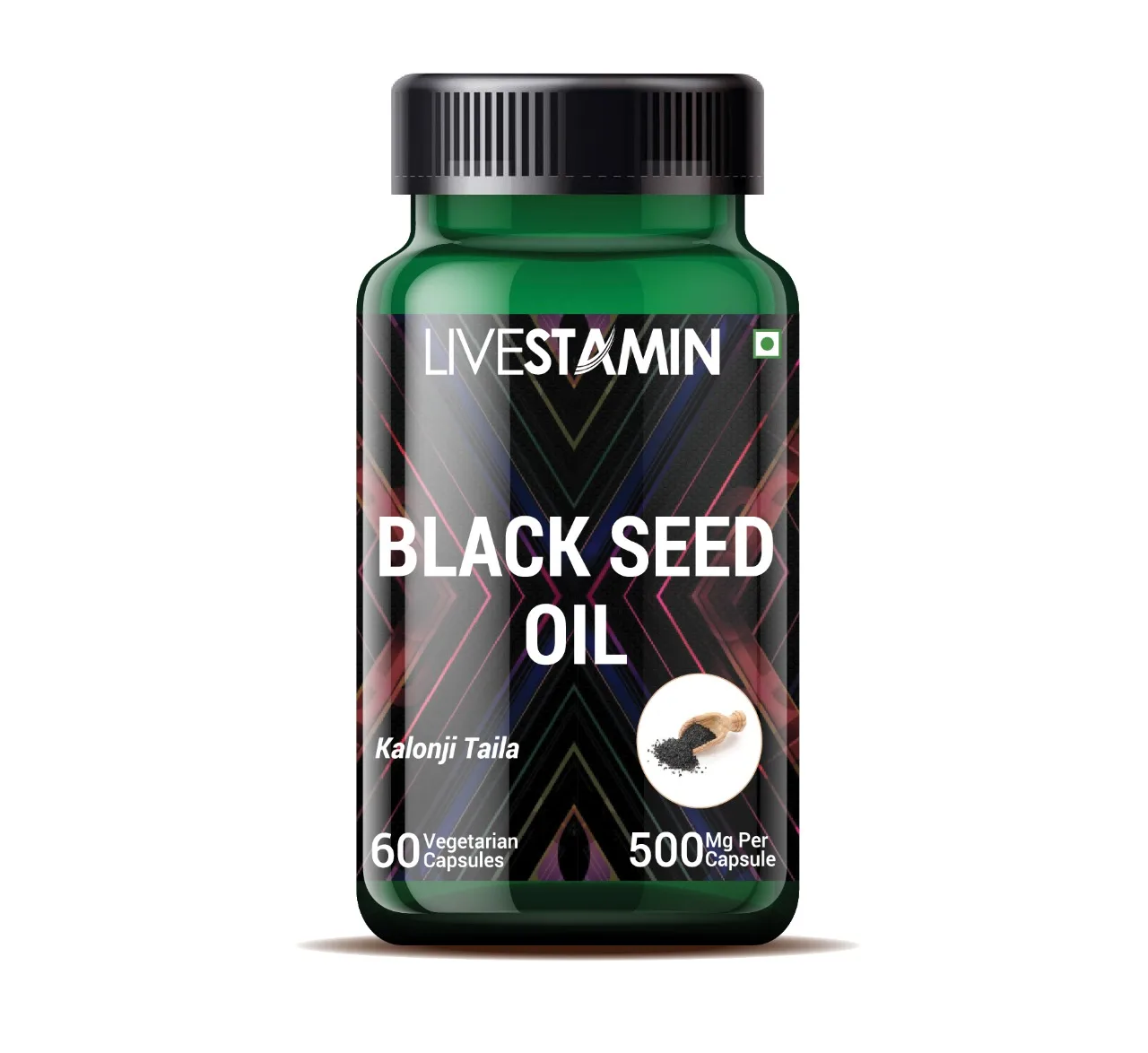 Black Seed Oil Supplement 500mg Kalonji Nigella Sativa Vegetarian Capsules Livestamin Healthcare OEM Private Label GMP ISO