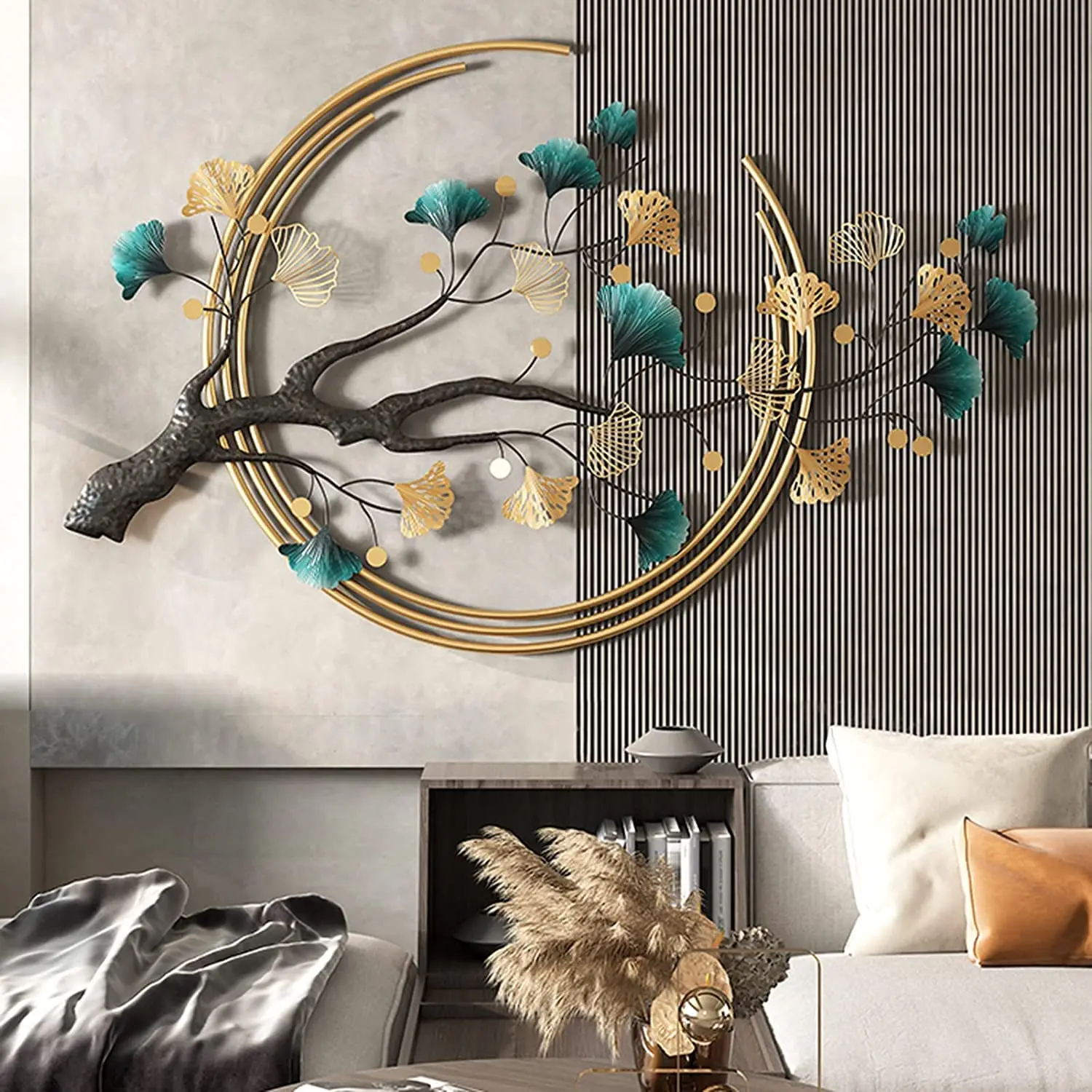 Tree of Life Antique Wall arts With brass Gold Plated Luxury Rings New theme arrival Decorative Cheap Wall Arts Canvas Hot Sale
