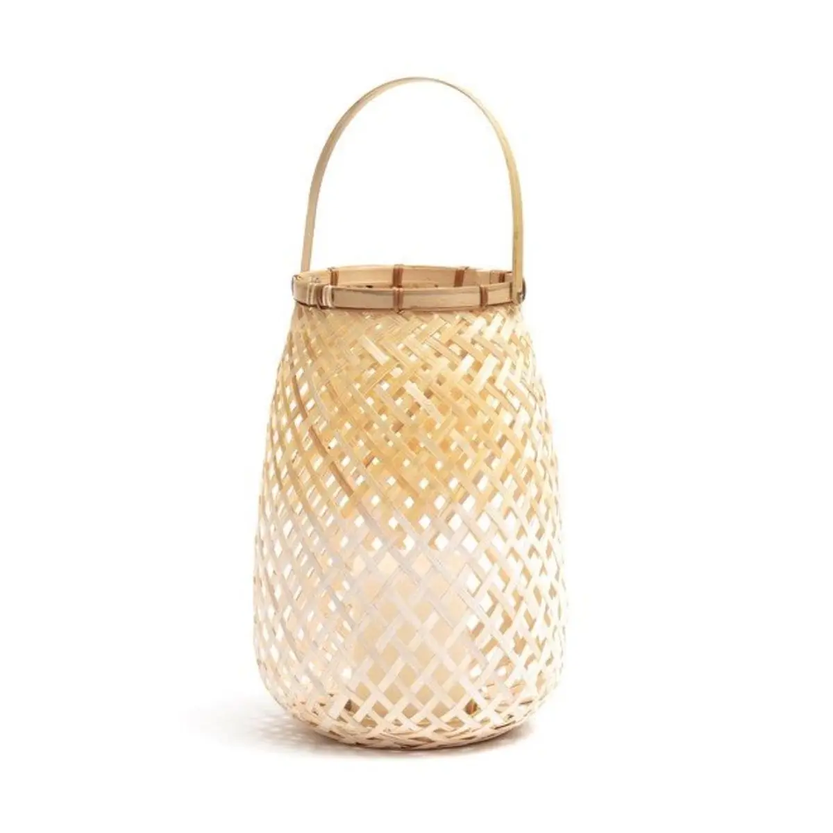 Traditional Hand-Woven Bamboo Lantern Midcentury Craftsman Table Lamp Living Room Home Decoration Vietnam Wholesale Handicraft