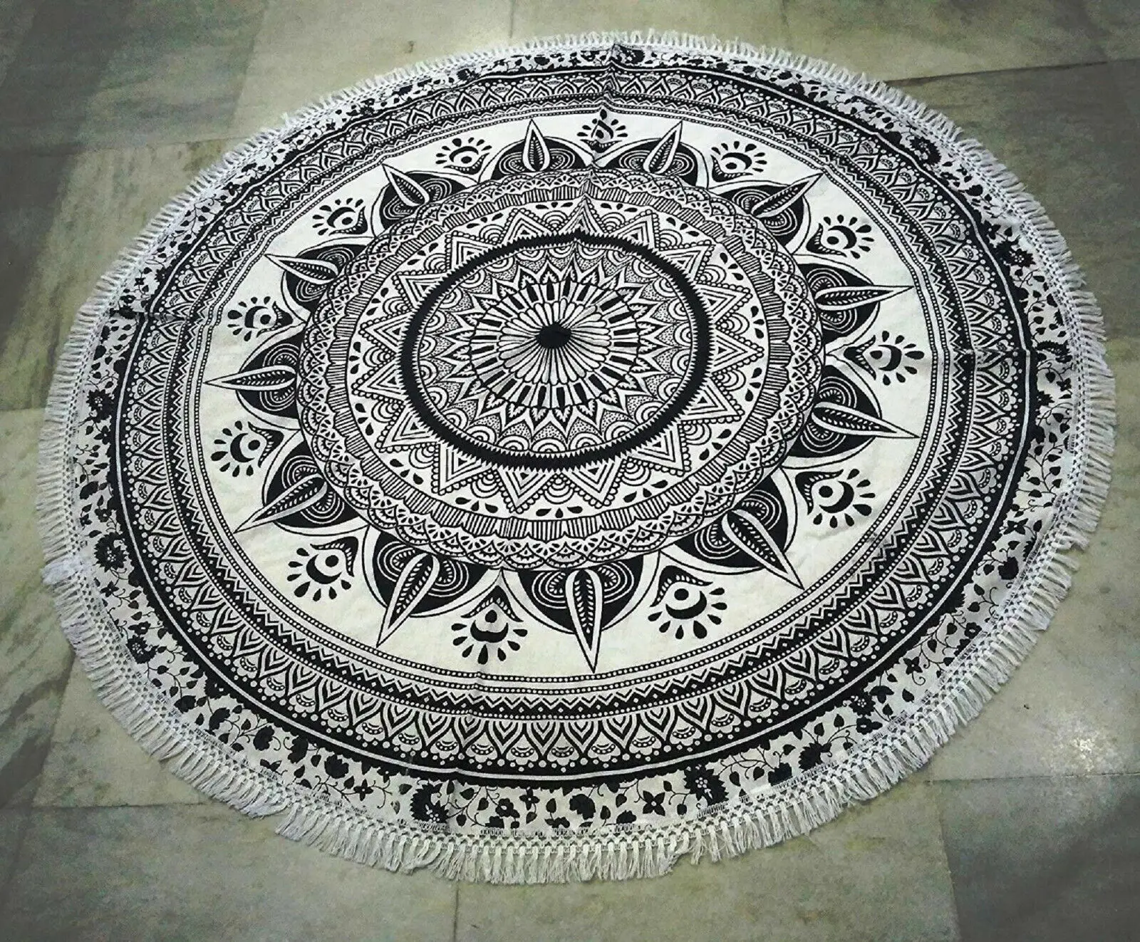 Round Beach Towel Wall Hanging Yoga Mat-Woven Fabric Home Decor Picnic Mat Table Cover Wall Hanging Cotton Mandala Table Cloth