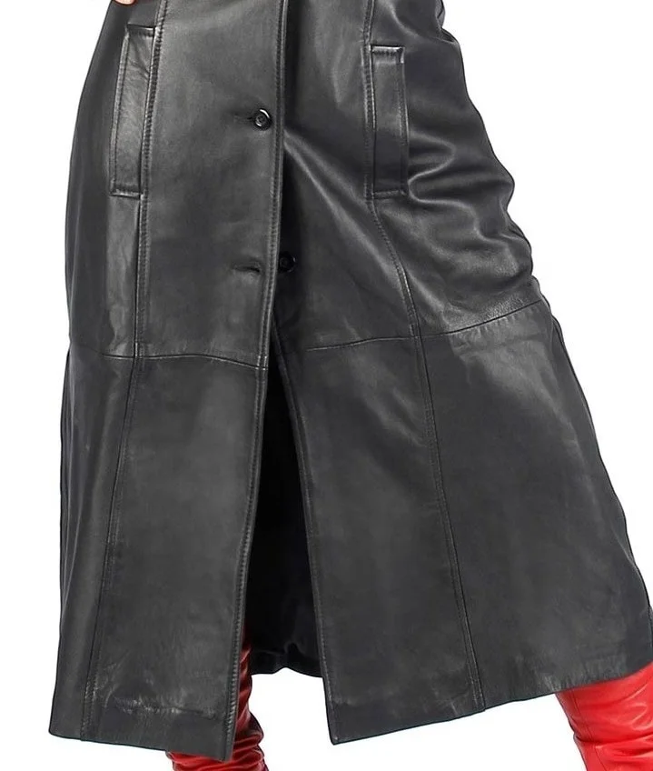 High Quality Color Genuine Sheepskin Bomber Leather Coat Women Leather Long coat