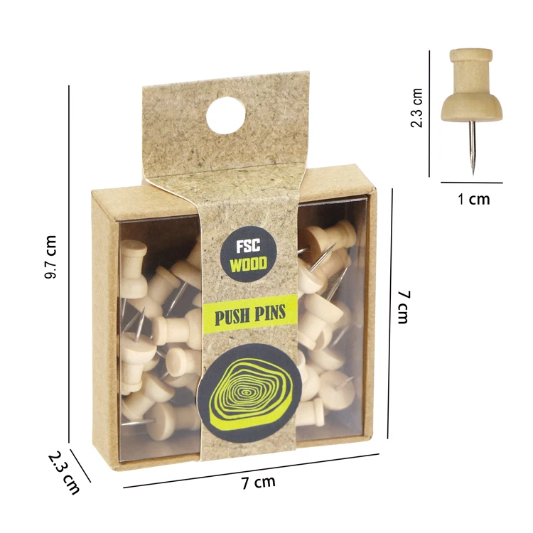 New Goods Factory 30pcs in box eco-friendly Wooden Combination Creative Office Stationery Fixed Hook Cork Pushpin