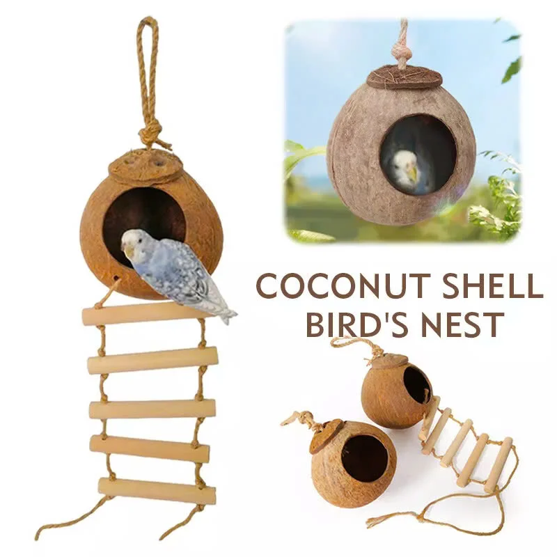 Durable and Natural Coconut Shell Bird Nest Coconut Birdhouse Cage Bird House Supplies Handmade From Vietnam
