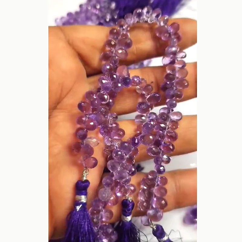16 Strands of Natural African Amethyst drop facet beads 1700 ct lot Iroc Sales 12 inches gemstone tear drop briolette beads