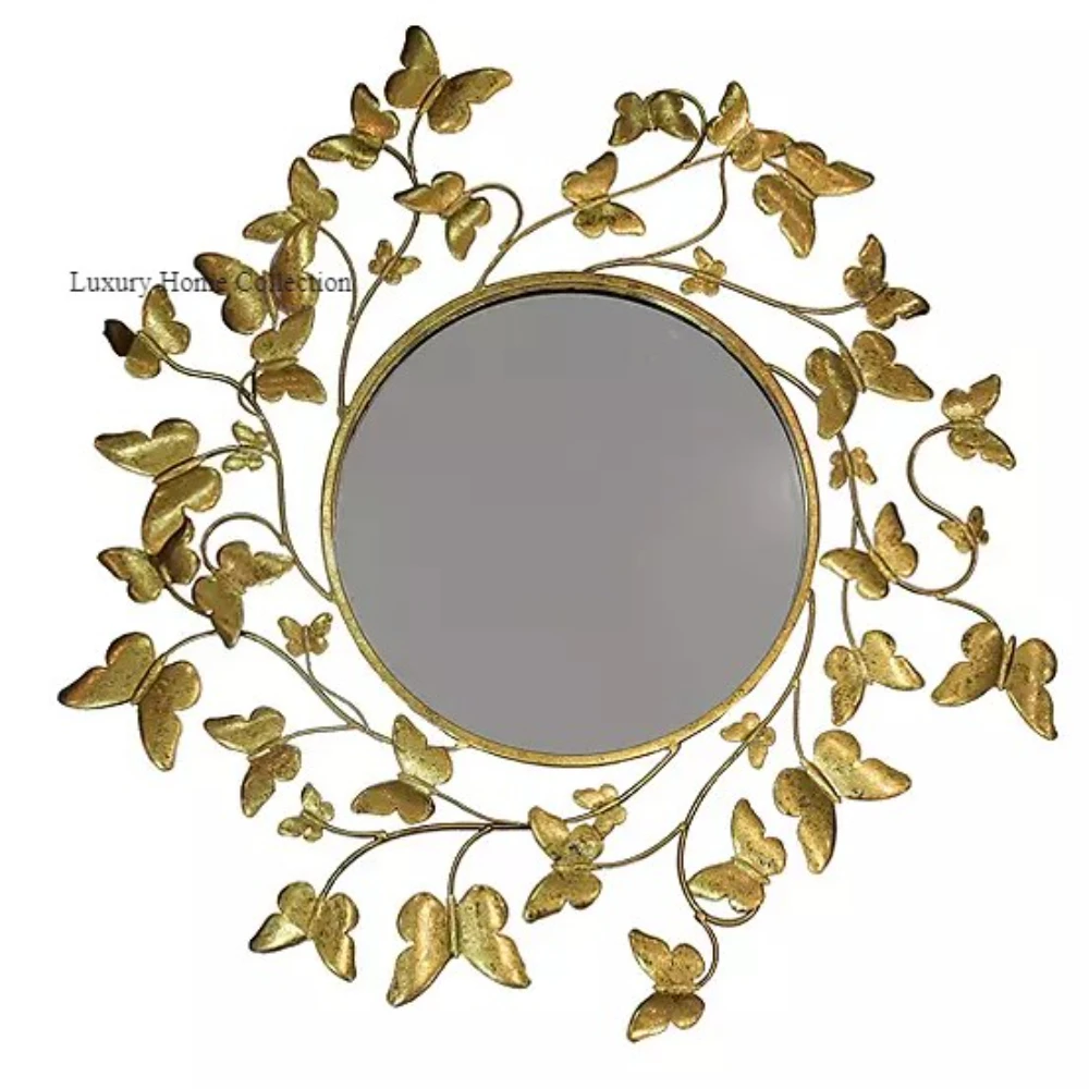 Antique Design Wall Hanging Mirror Rock Shape Gold Color Fancy Look Home and Wall Decor for Restaurant and Hotel Supplies