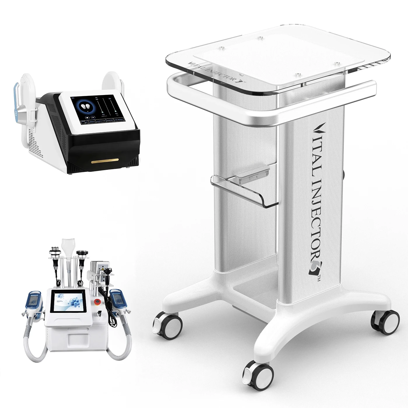 low Price Rolling Salon Trolley display Metal Assembled Cart Laser trolly Other Trade Show Equipment beauty salong trolley