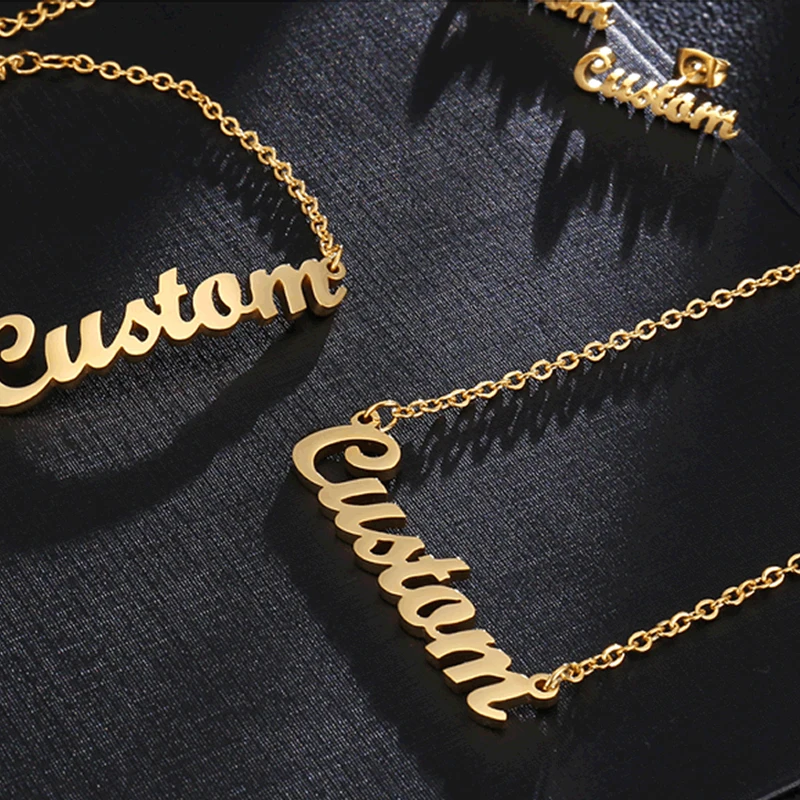 Custom Cursive Pendant Plated necklace Birthston Engraved Name Womennecklace