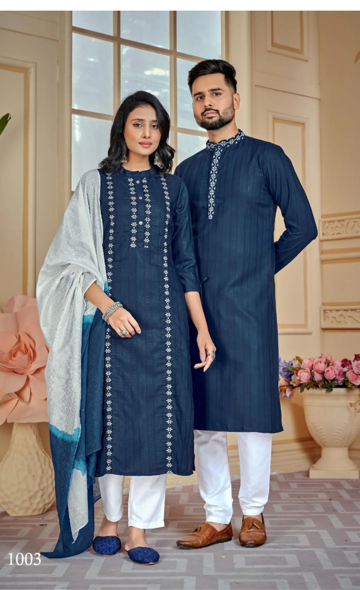 Indian & Pakistani Special Designer Couple Kurta Combo Of Kurta With Payjama & Kurti With Pant for Beautiful Lovely Couple