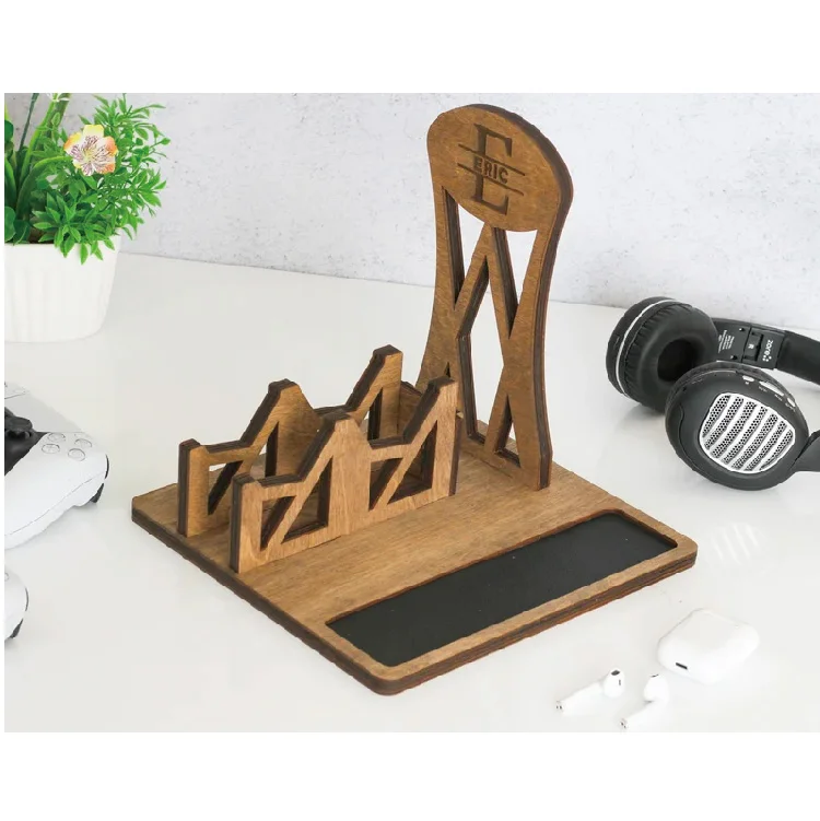 wood natural Controller Stand and Headphone Holder GiftGame Room Decor