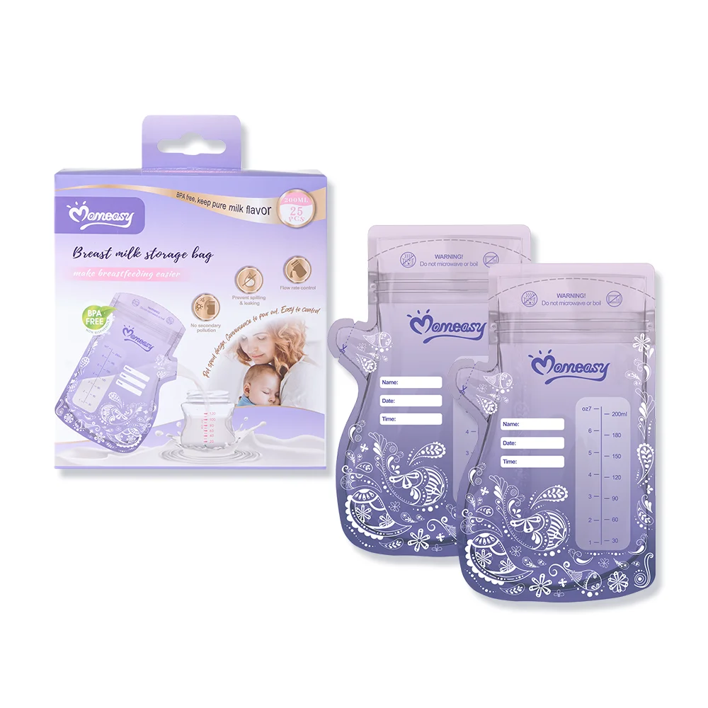 New Double Sealed Wholesale Breast Milk Storage Bag 200ml 25Pcs BPA Free Breast Milk Bag With Seal For Feeding