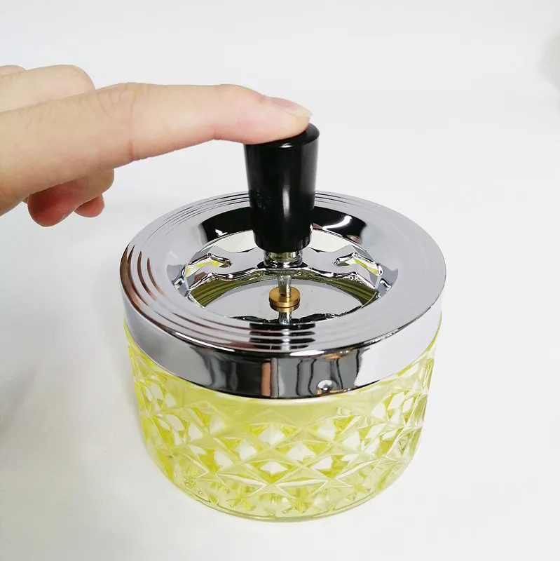 GOURMAID Glass Spinning Ashtray Push Down Spin Ashtray