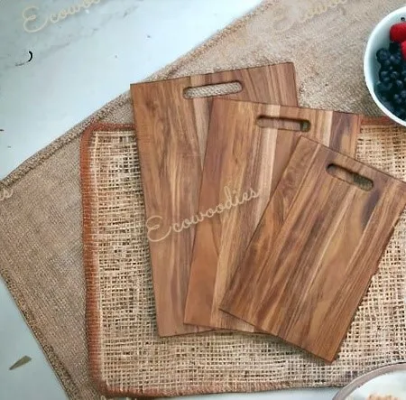Hand Crafted Single Wood Bamboo Chopping Board for Cutting Fruits Vegetables Meat Fish Wood Chopping Slicing Board for Kitchen