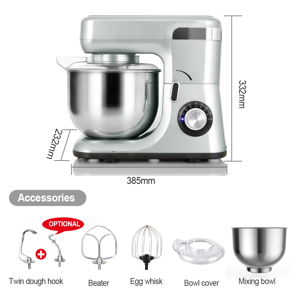 1200W 5.5 liter multi-functional kitchen stand food mixer with CE GS ETL certificate