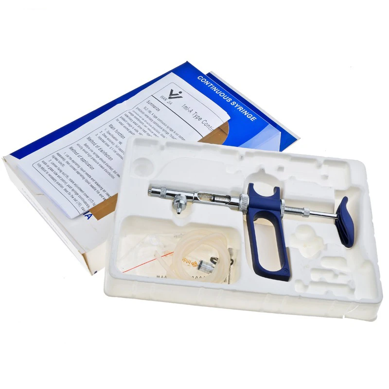 Self-Refilling 1ml Glass Syringe Retractable Veterinary Instrument for Animal Vaccines Plastic Material Automatic