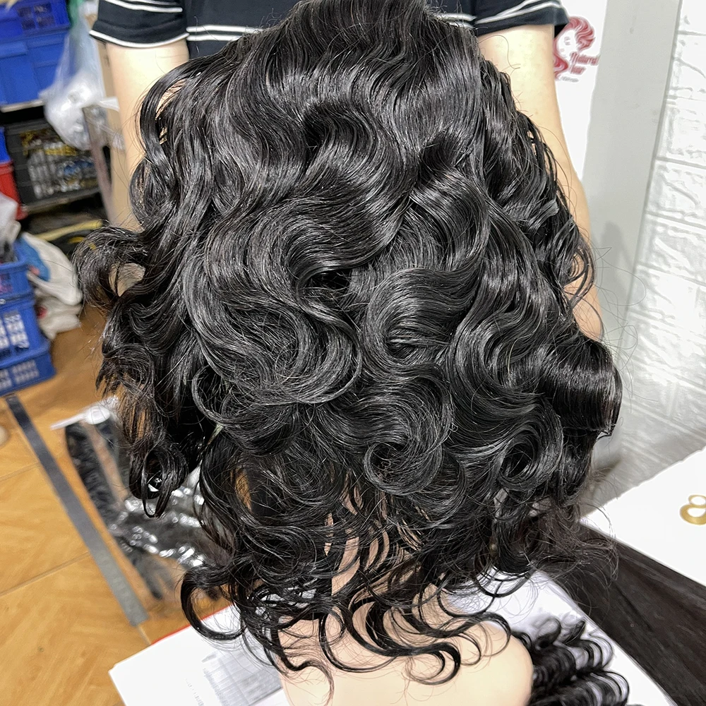 New high quality products from Vietnamese hair supplier 12a hair, 10 inches long body wave wig with full lace wig made by hand