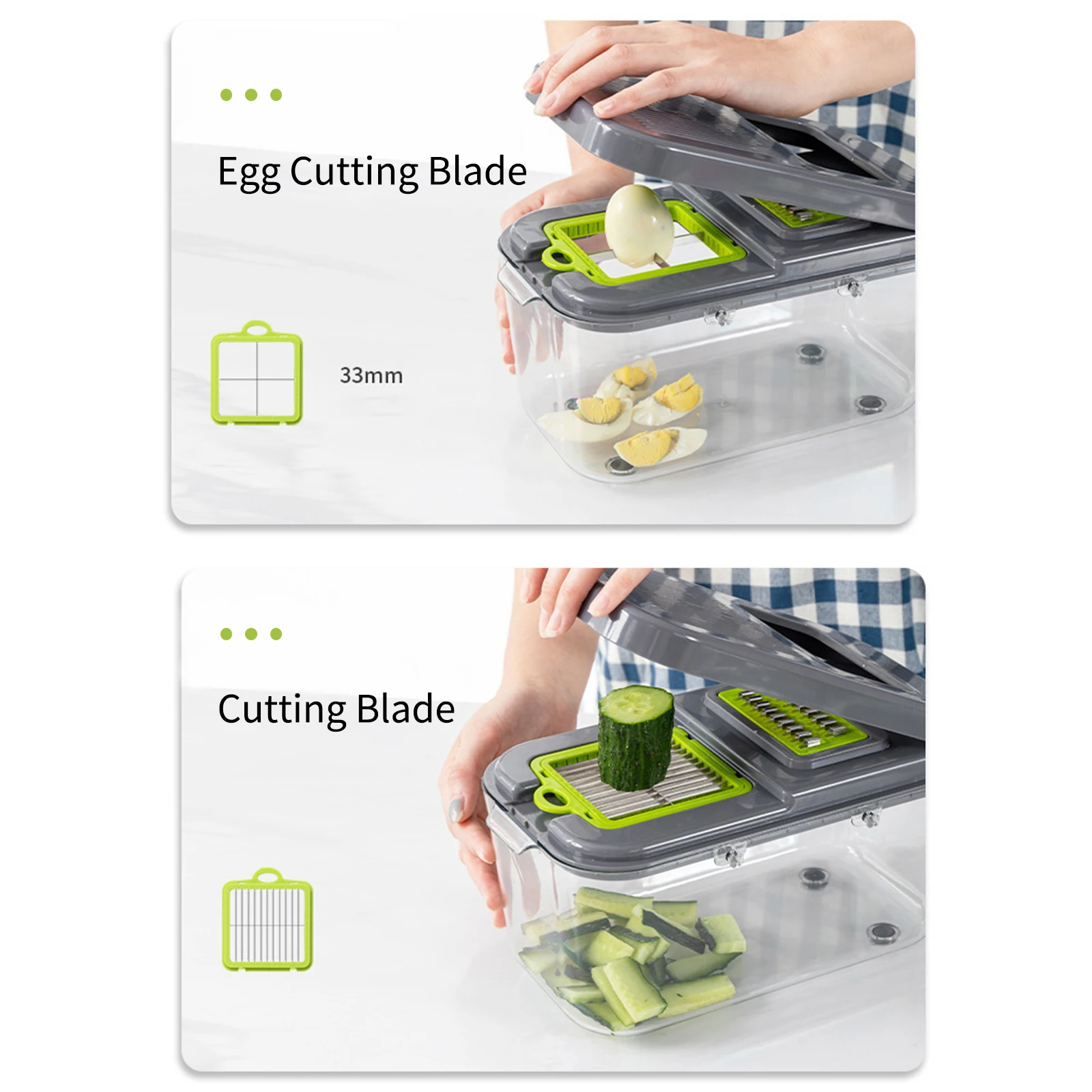 22pcs  Multifunctional Vegetable Cutting tools  Manual Chopper with Container Food  Cutter Hand Protector Drain Basket 8 Blades