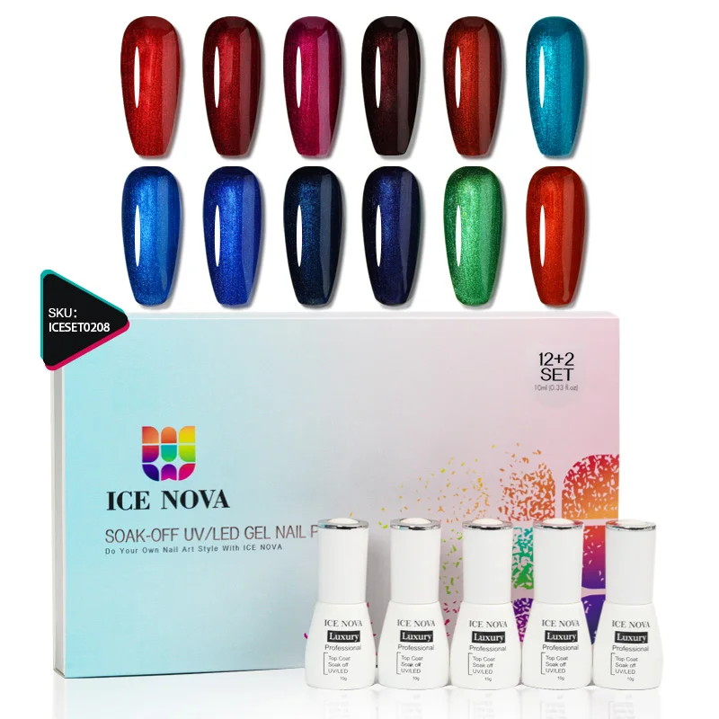 ICE NOVA Chrome Nail OEM Metallic Mirror Effect Holographic Aurora For Nail Art Gel Polish Mermaid Dipping Powder Gel Polish Set