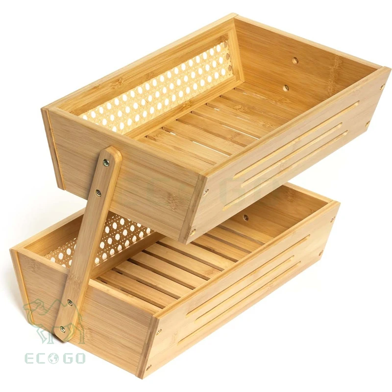 Natural Bamboo Custom Fruit Bowl Basket Food and Vegetables Holder Fruit Basket Drainer Rack Storage Fruit Basket