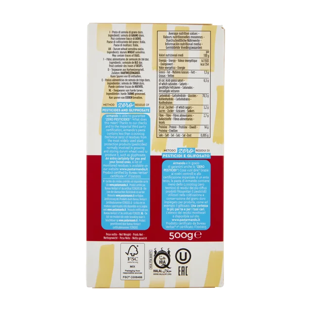 High Italian Quality Zero Pesticid Dry pasta 500g Lasagna in bag Rough Die Durum Wheat Pasta for Wholesale