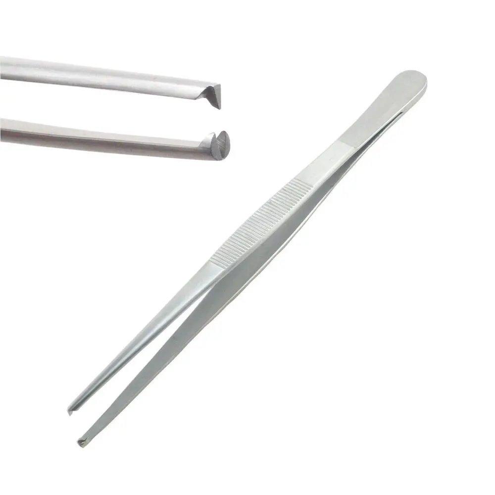 Stainless Steel Surgical Dressing Thumb Forceps 8 Inch Tissue Tweezer 2cm Serrated Tip Surgical Instruments Dressing Forceps CE