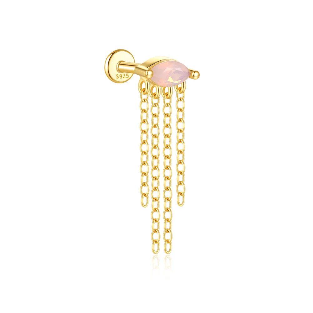 CANNER Threaded Screw Piercing Earrings S925 Silver Fashion Women Jewelry Single Type Opal Stud with