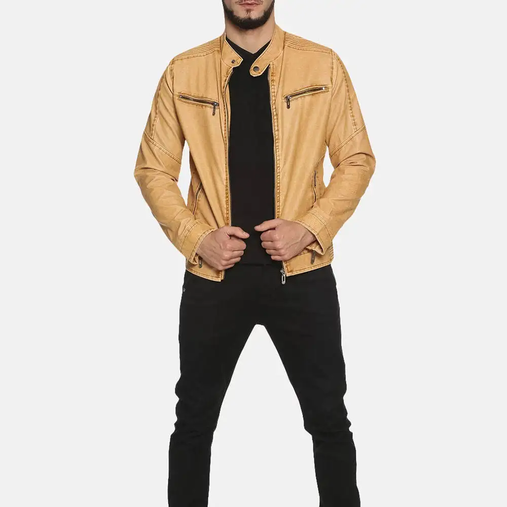 High Selling Eco Friendly Material Men Leather Jacket New Design Breathable Comfortable Fabric Male Leather Jacket For Boys