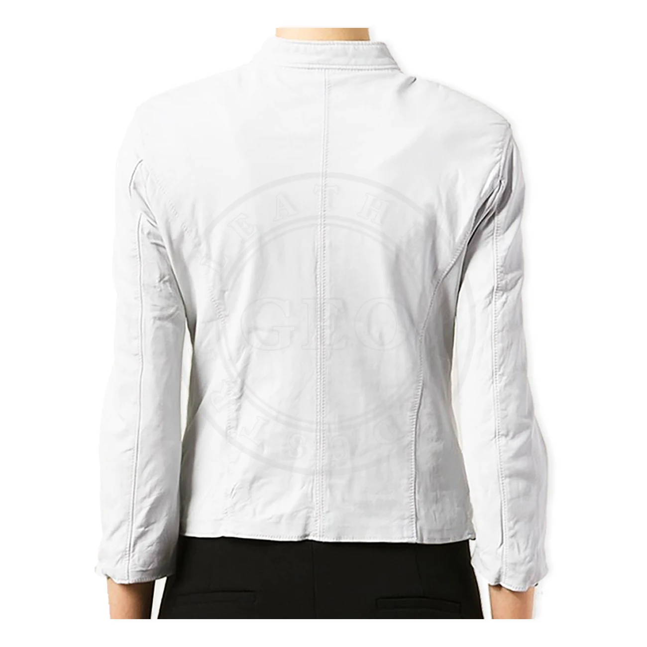 White Color Ladies Winter Fashion Leather Jackets