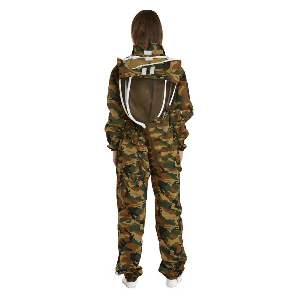 Cotton Coverall with Hood Water-Proof Ventilated Beekeeping Protective Clothing Honey Bee Suit for Beekeepers