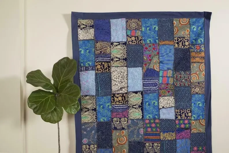 Patchwork Home Decor Sari Patchwork Wall Hanging Indian Handmade Wall Hanging , Tapestry Indian Vintage Bohemian Wall Tapestry