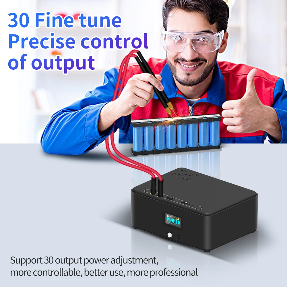 Lithium Battery Spot Welder Handheld Spot Welder 0.96 Inch LCD Screen30 Gears Adjustable for 18650 Battery Mobile Phone Battery