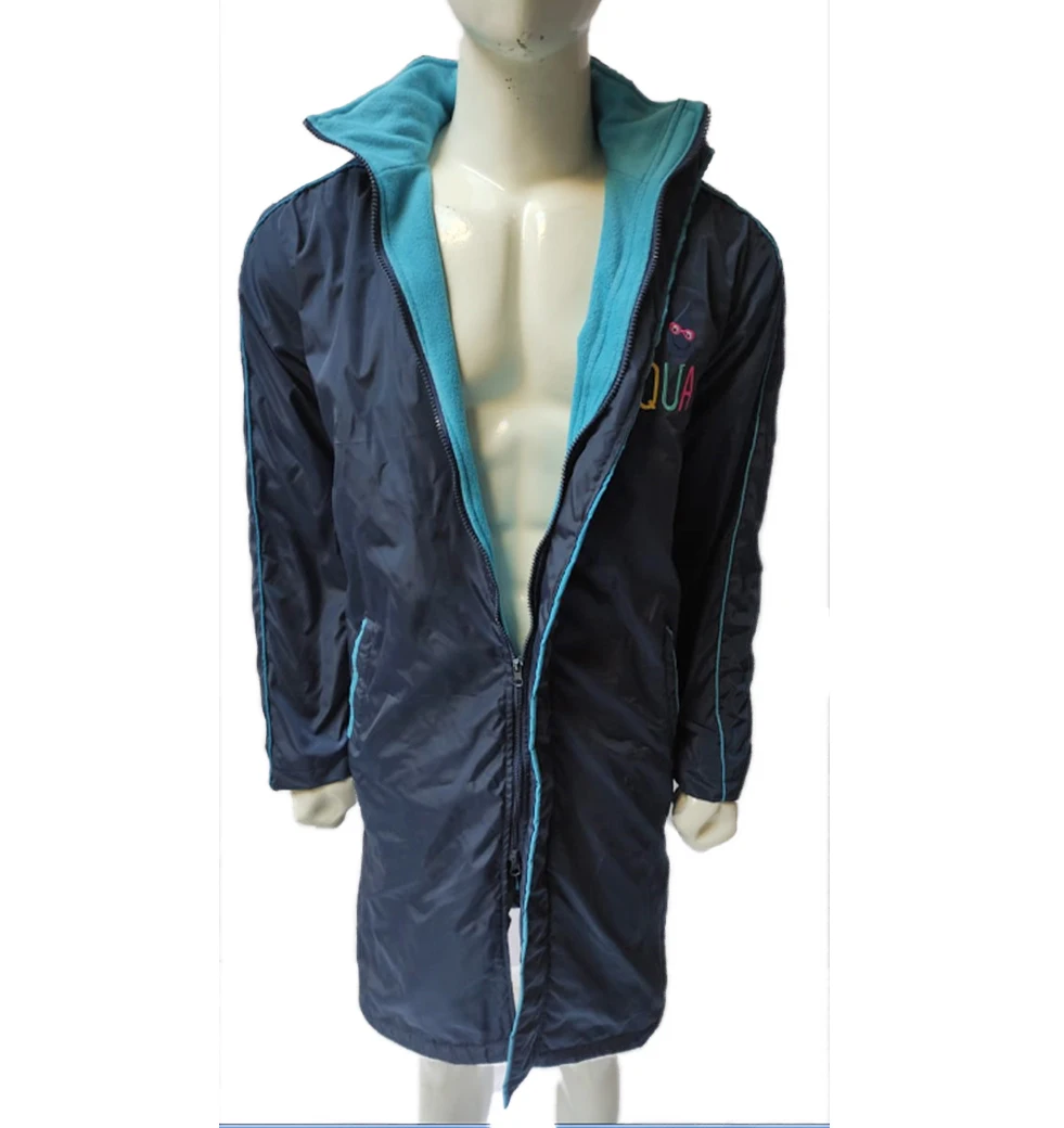 Waterproof swim parka surf poncho robes jacket sleeve striped adult swim parka coat robe waterproof changing Beach Robe Coat