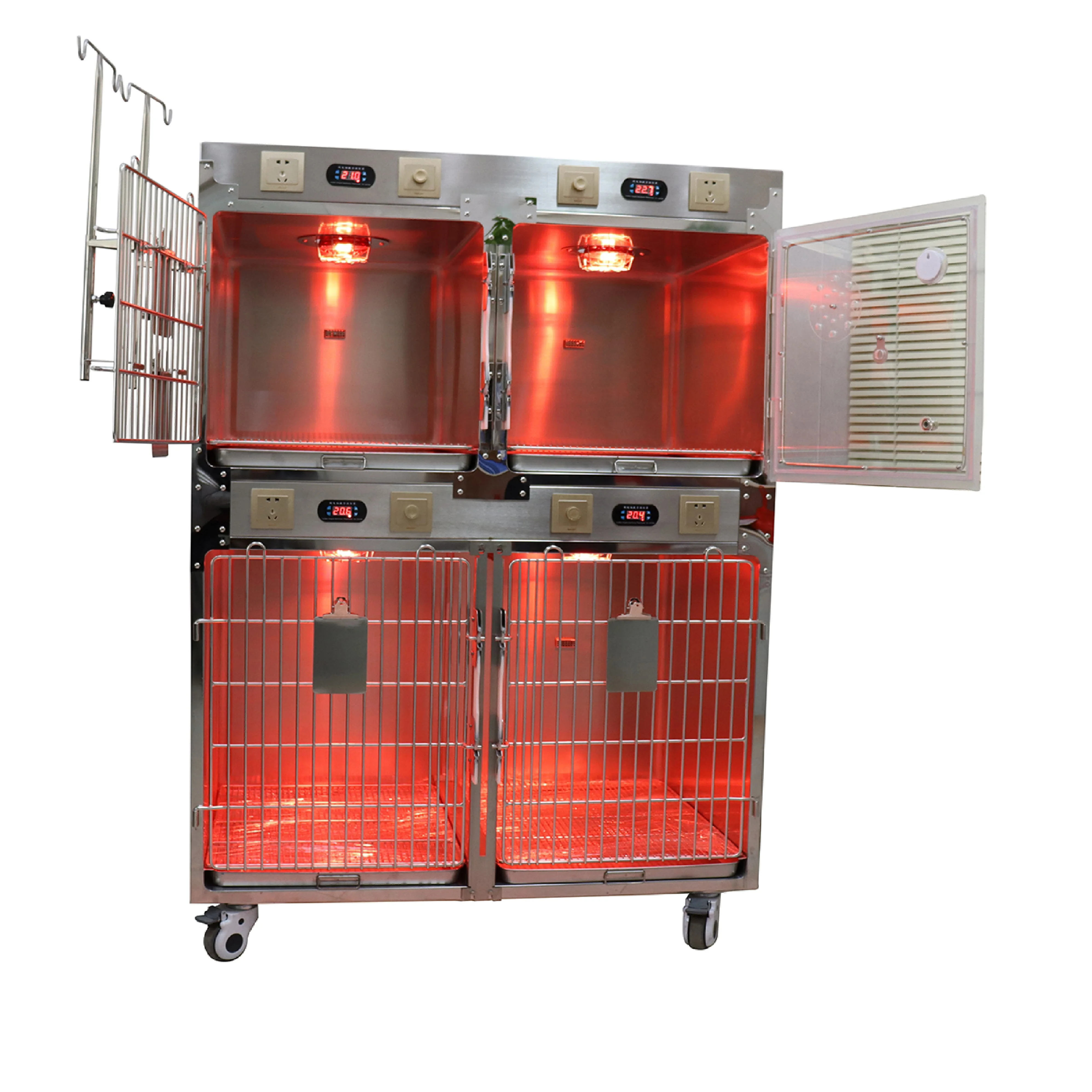 Oxygen Chamber Hospital Cage Veterinary 4 Chamber Thermostatic Control System Cage for Animal Clinic