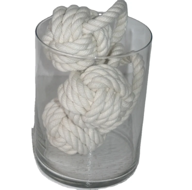 Cotton Rope Book End Door Stop Monkey Fist Hand Knotted Cotton   Braided Chunky Jute Rope - Nautical Decor