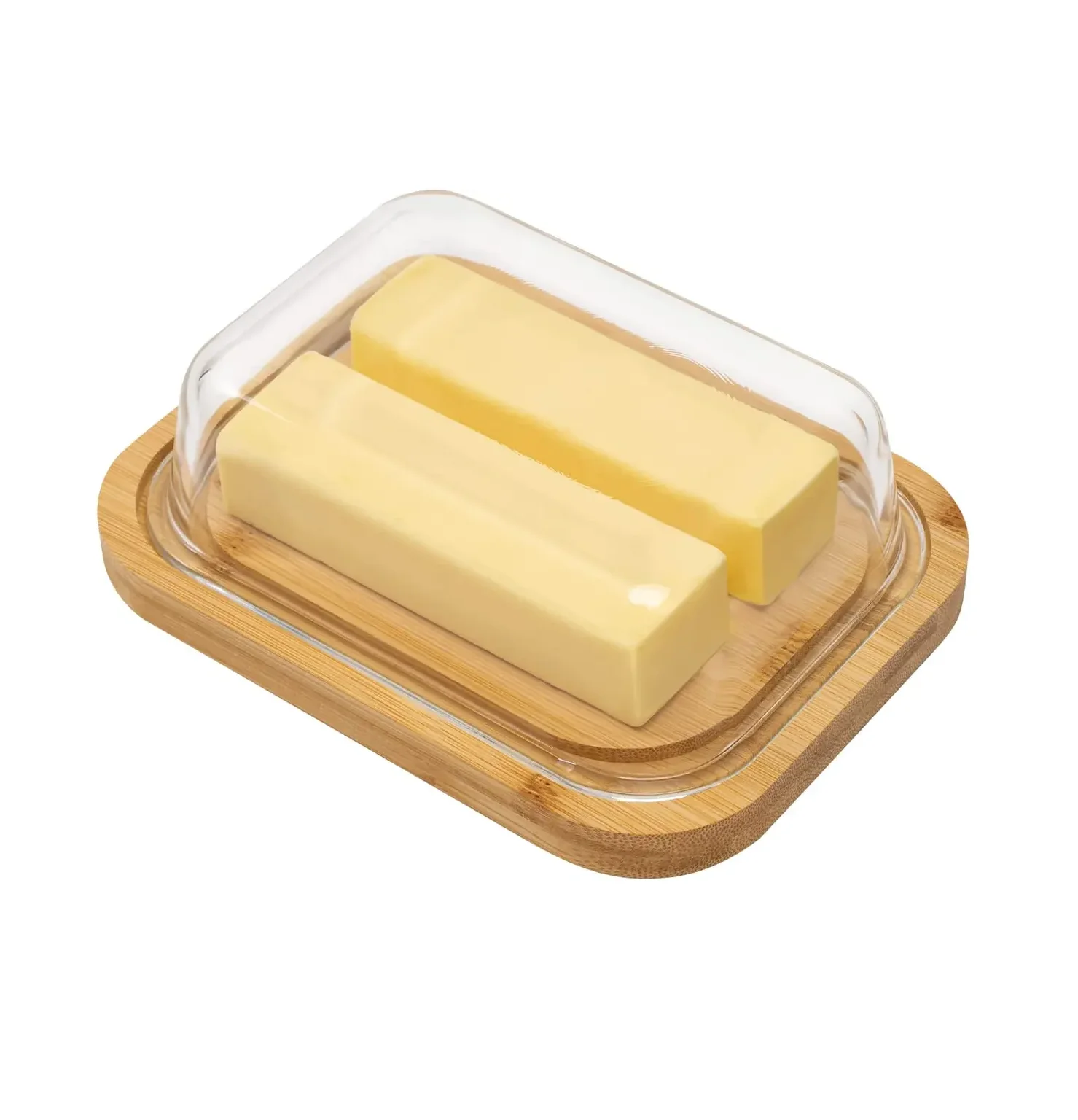 Popular design Wooden Countertop Airtight Butter Container Box Butter Dish kitchen daily ware use butter keeper