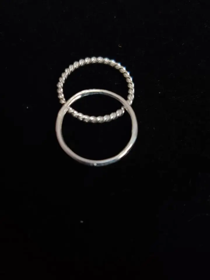 3 Pcs 925 Sterling Silver Hammered Minimalist Stack Rings 3.3 Gms 2mm Slim girl band Ladies Natural Curve hammered plain Rings