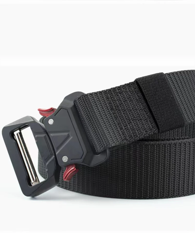 Outdoor Sports Red Ear Quick Release Buckle Climbing  Multi-Functional Woven Tactical Nylon Waist Belt