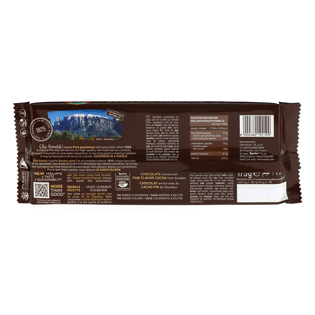 Intense Loacker Classic Double Chocolate - 175g X 18 - for Chocolate Lovers Seeking a Sweet Escape