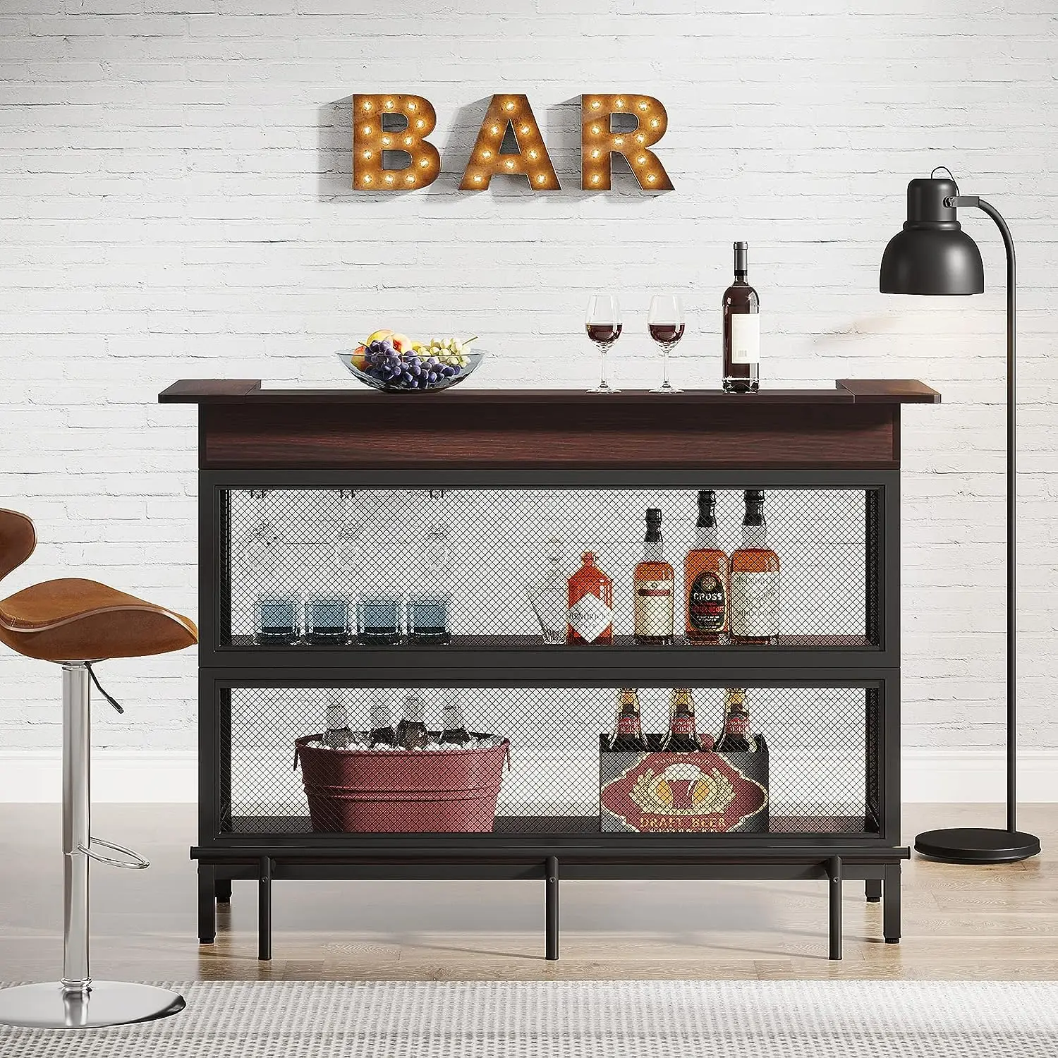 Tribesigns Mini Industrial Rectangle Wine Cabinet Cherry Bar Furniture Considerate & Ergonomic Sturdy Cabinets