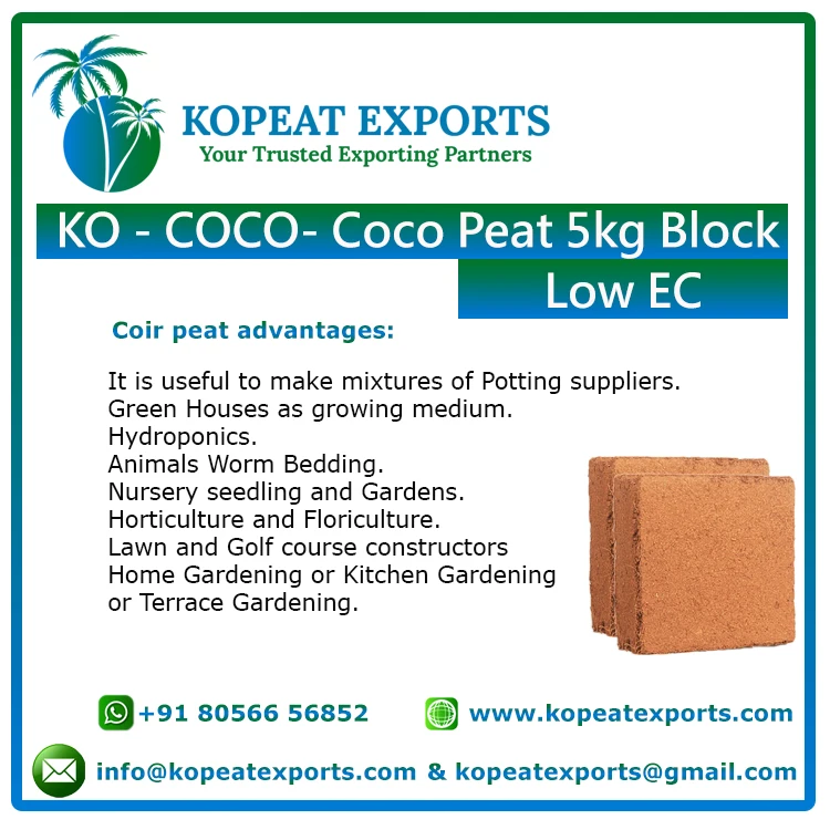 Best Company to Buy Coco Peat 5kg Block Cococoir Peat Block Of From India Agriculture Coco Peat For Growing With Premium Quality
