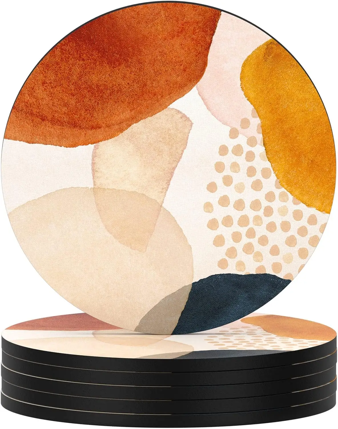 Coffee Table Coasters for Drinks Absorbent  Drink Coasters  House  Gift Set of  4 Farmhouse Coaster Set with Holder MDF resin