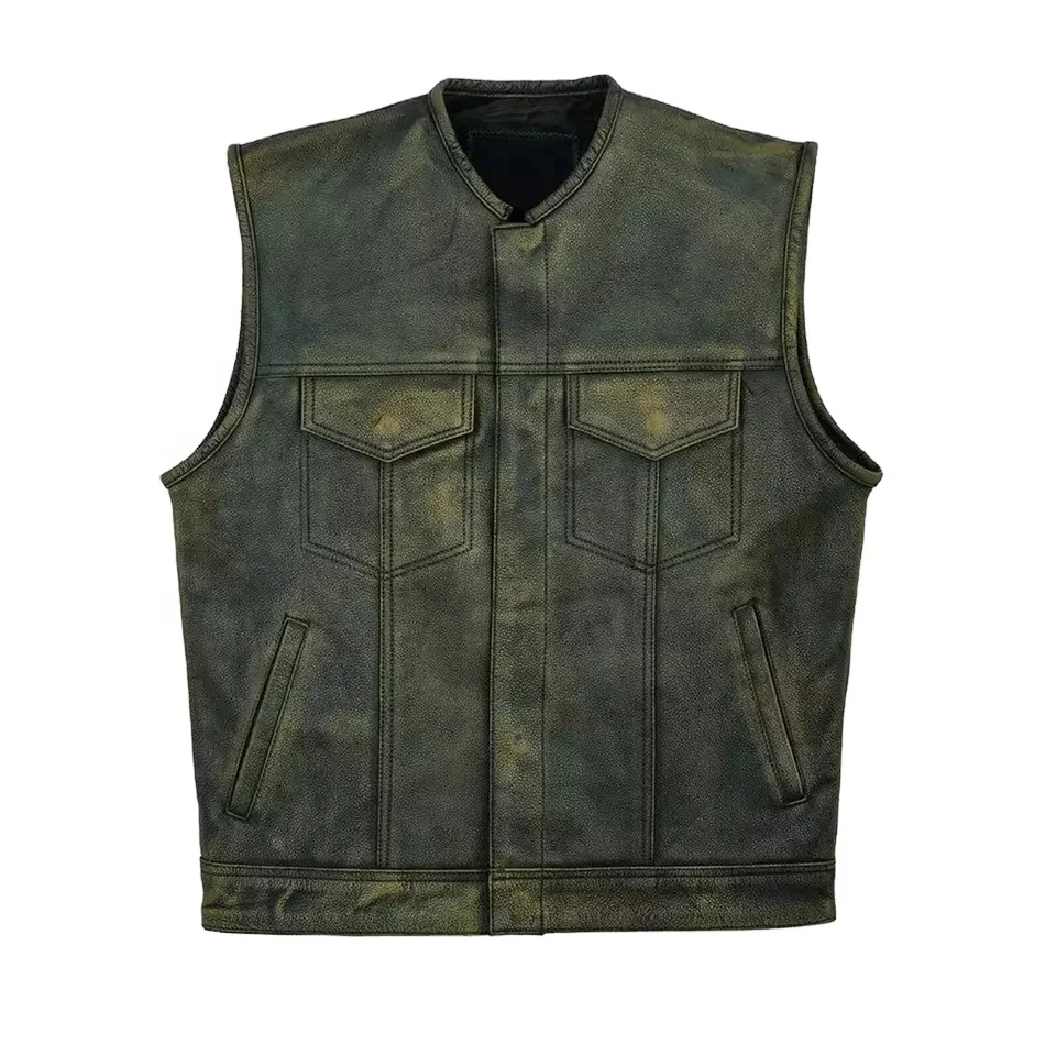 Top Quality Cowhide Genuine Leather Vest Men Brown Vex Waistcoat Male Sleeveless Jacket Thick High Quality Vest Vintage Vest