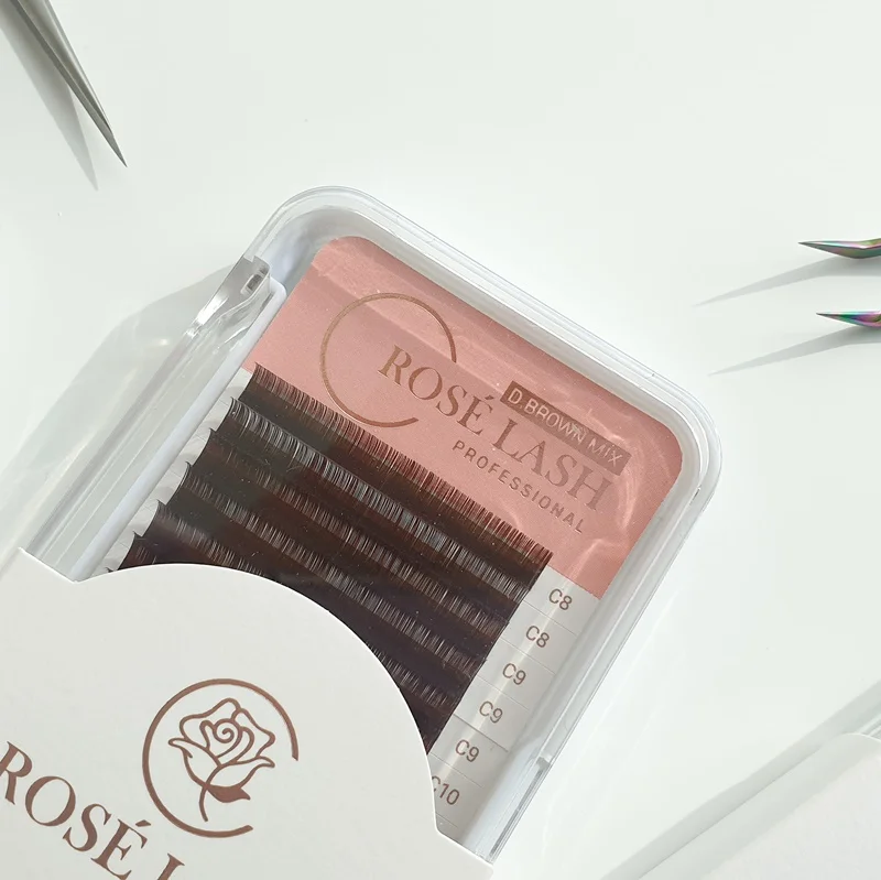 [ROSE LASH] 2022 темно-коричневые Индивидуальные Накладные ресницы накладные с двойным подогревом долговечные без изгибов клея Корея PBT Материал
