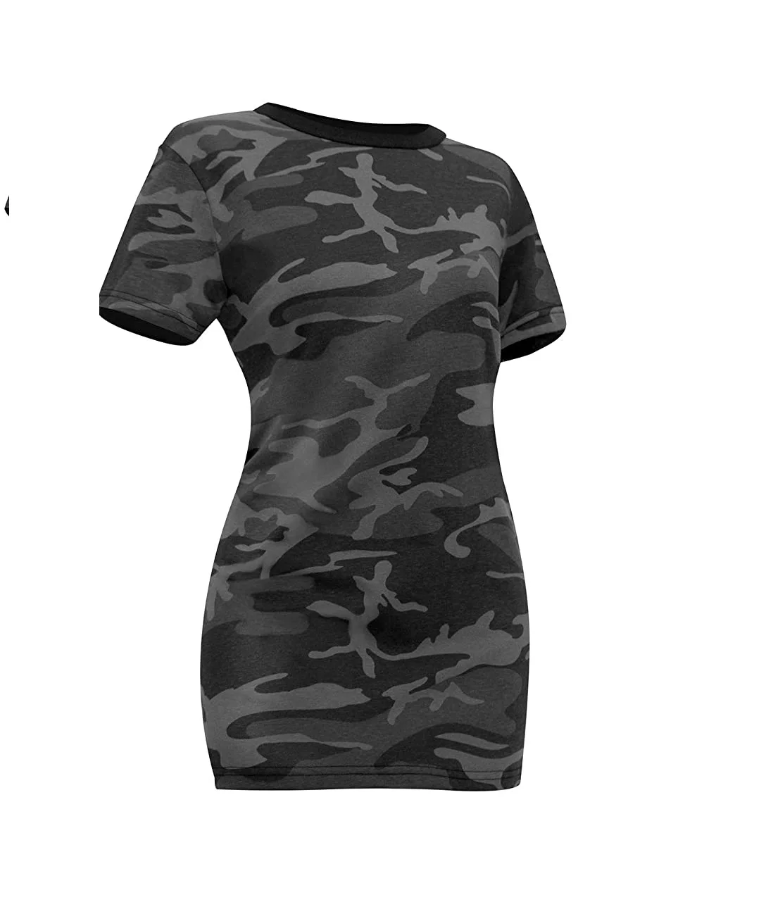 Fashion Shoulder Oversized Camouflage Ladies Long Sleeve Tee Shirts OEM Cotton Wear Working T Shirts for Womens
