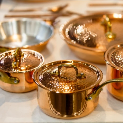 New Hammered Design Copper Home Kitchen Cookware Soup Milk Steak Frying Pots Cooking Pot and Pan Sets Non Stick