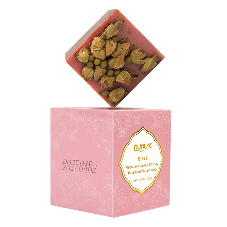 Wholesale Gift Bathroom Organic Natural Handmade Essential Oil Savon Yoni A La Red Rose Flower Petal Cold Process Soap For Women