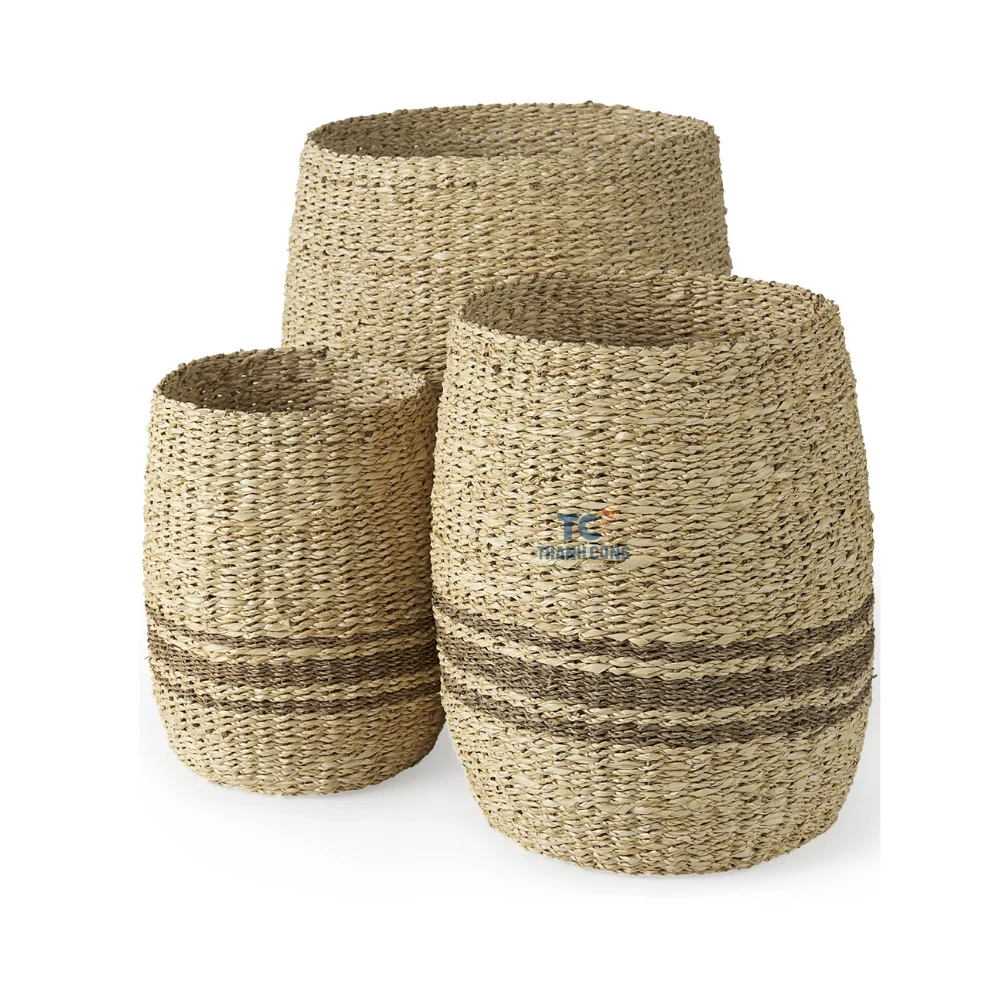 Hot Selling Popular customized square shaped seagrass straw water hyacinth grass corn husk storage basket