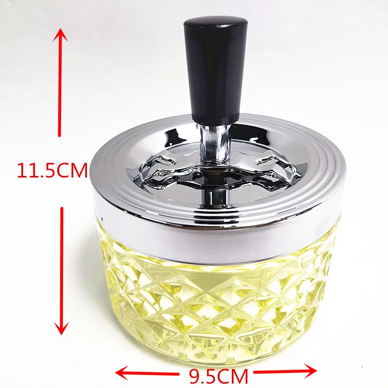 GOURMAID Glass Spinning Ashtray Push Down Spin Ashtray